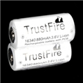 TrustFire Protected 3.6V 880mAh 16340 Lithium Battery (2-pack)