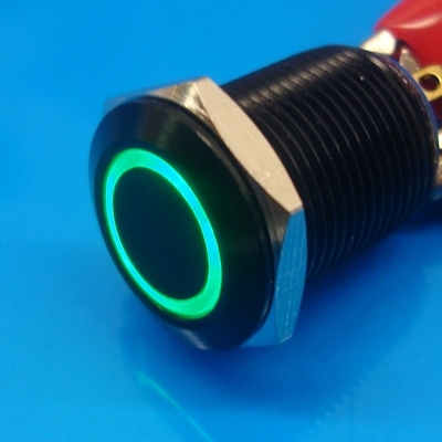 12mm Anti Vandal Momentary Green Ring Switch