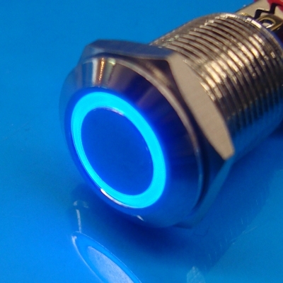 12mm Anti Vandal Momentary Blue Ring Switch