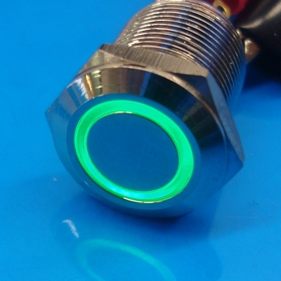 12mm Anti Vandal Momentary Green Ring Switch