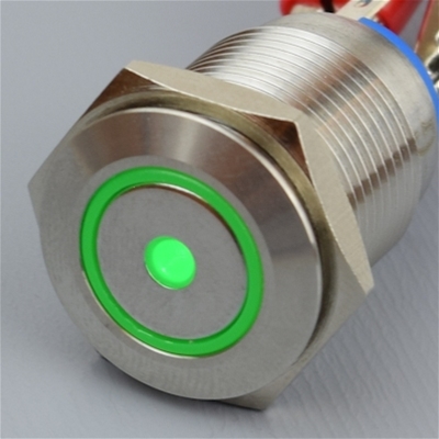 16mm Anti Vandal Momentary Green Dot/Ring Switch