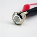 12mm Anti Vandal Short Profile Momentary White Ring Switch (Nickel)