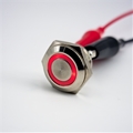 16mm Anti Vandal Short Profile Momentary Red Ring Switch (Nickel)