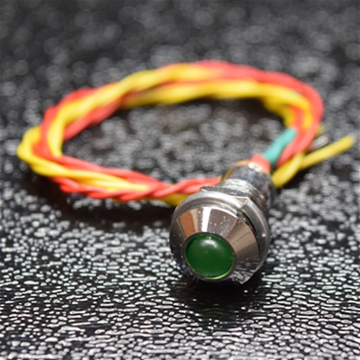 Green 5mm LED and momentary switch combo
