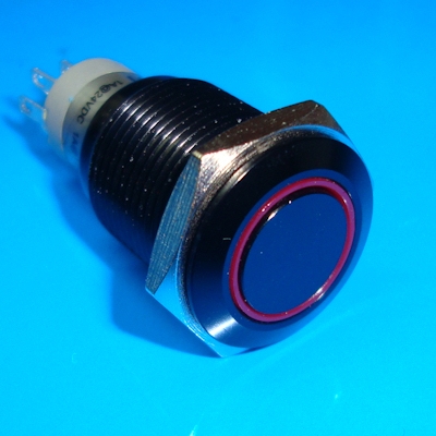 16mm Anti Vandal Latching Red Ring Switch